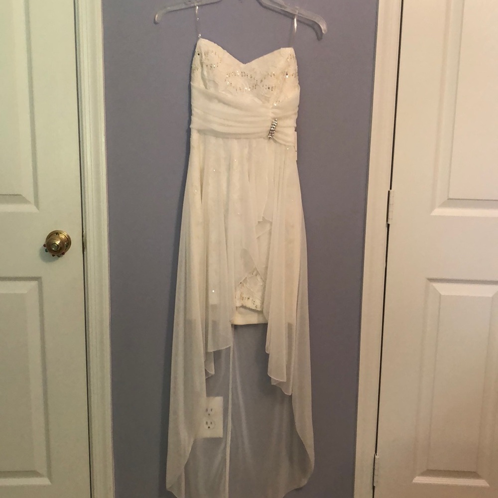 White High-Low Homecoming Dress
